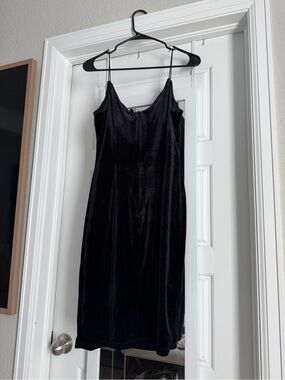 Classic Black Velvet Slip Dress - Women's Elegant Evening Wear